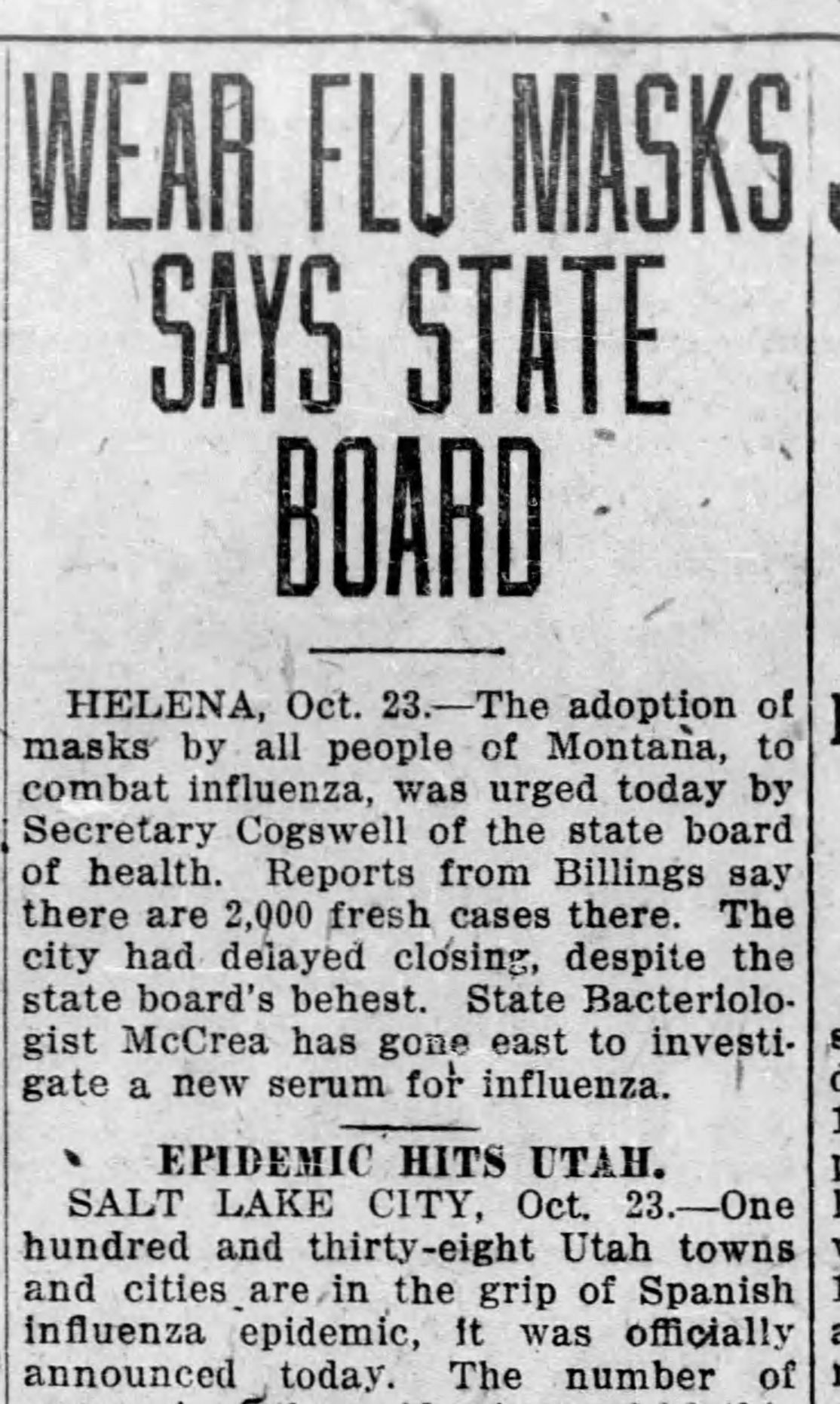 Wear flu masks, says state board